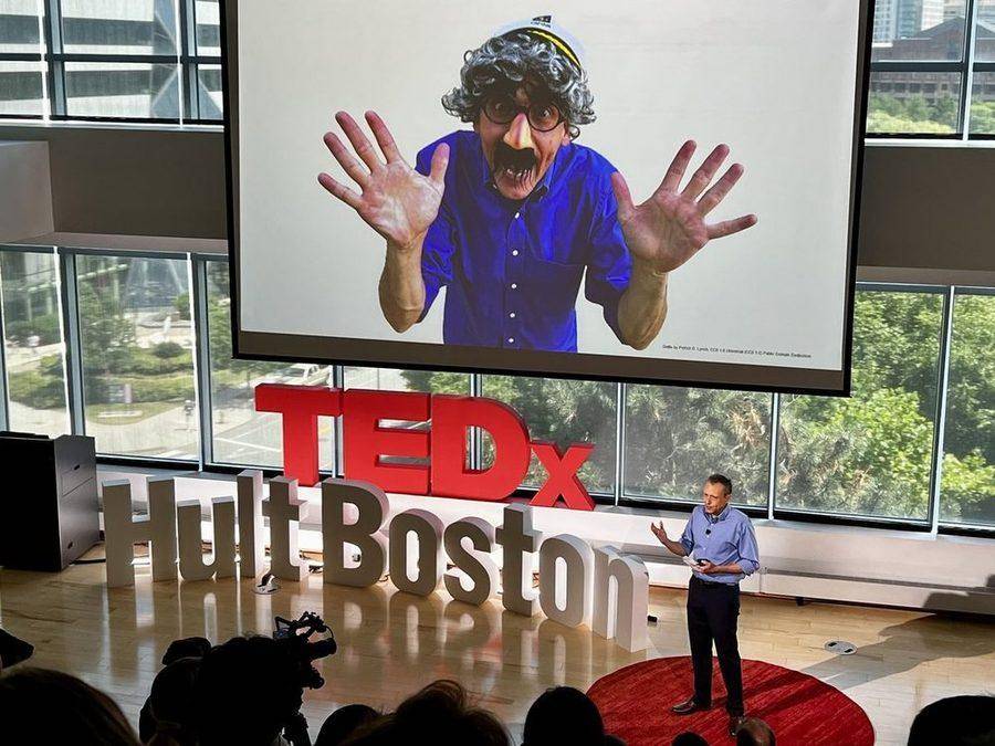 Patrick D. Lynch on stage at TEDxHult Boston