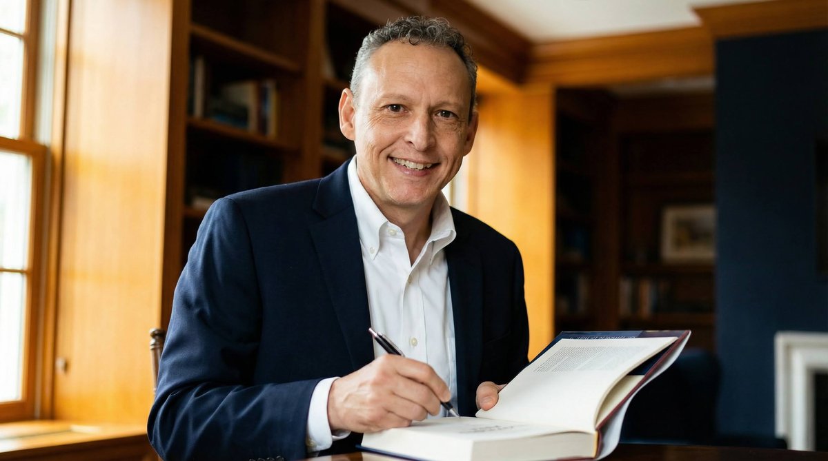 Patrick D. Lynch, PhD signing copies of How to Outsmart AI and THRIVE